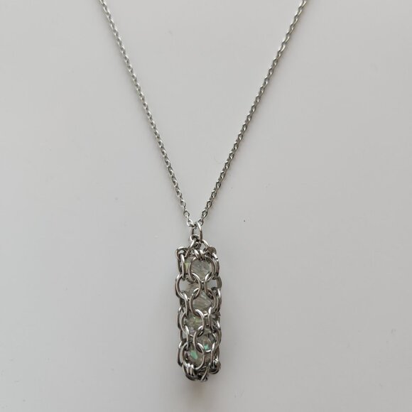 Fairy whimsical crystal beads in handmade chainmaille silver chain necklace - Picture 6 of 8